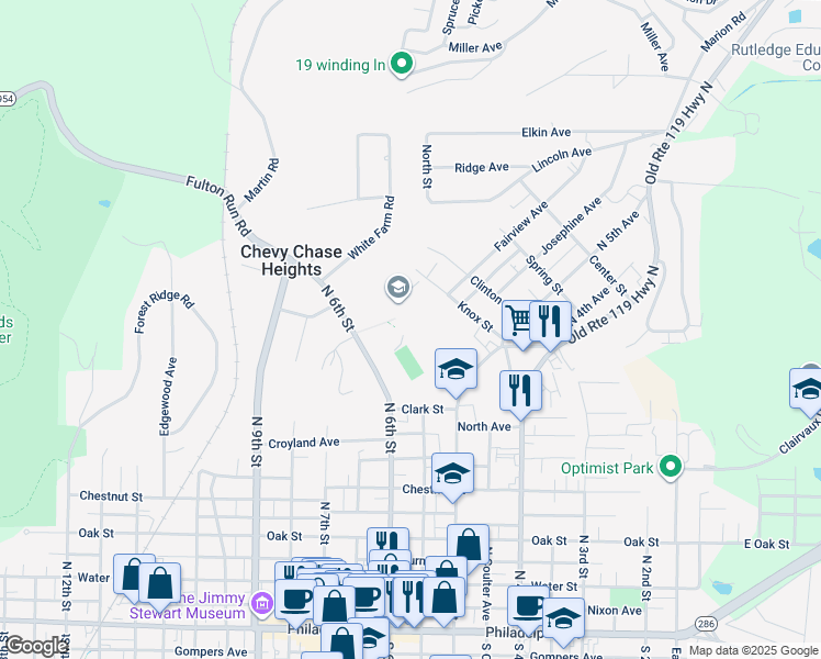 map of restaurants, bars, coffee shops, grocery stores, and more near 450 North 5th Street in Indiana
