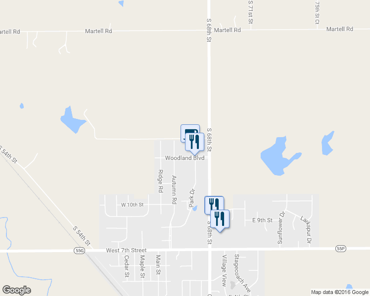 map of restaurants, bars, coffee shops, grocery stores, and more near 6902 Woodland Boulevard in Hickman