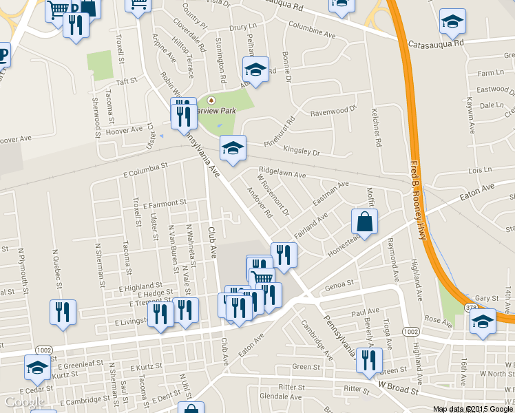 map of restaurants, bars, coffee shops, grocery stores, and more near 2129 Fireside Drive in Bethlehem
