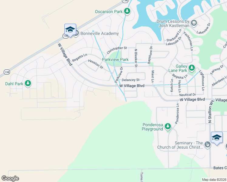 map of restaurants, bars, coffee shops, grocery stores, and more near 5667 Parkview Drive in Stansbury Park