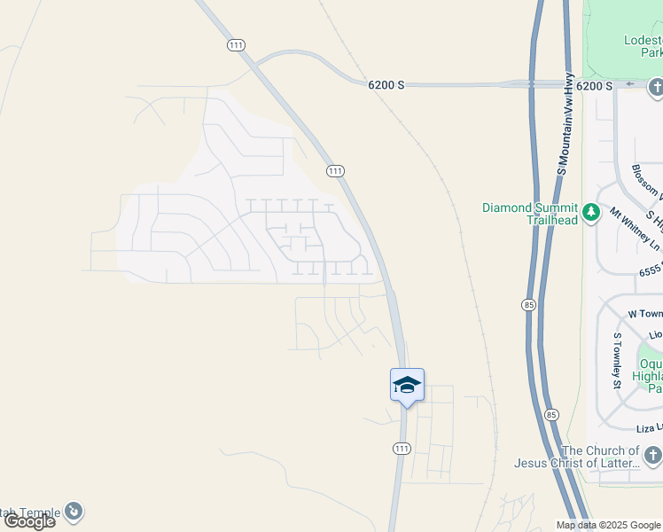map of restaurants, bars, coffee shops, grocery stores, and more near 6921 West Sunlit Way in West Jordan