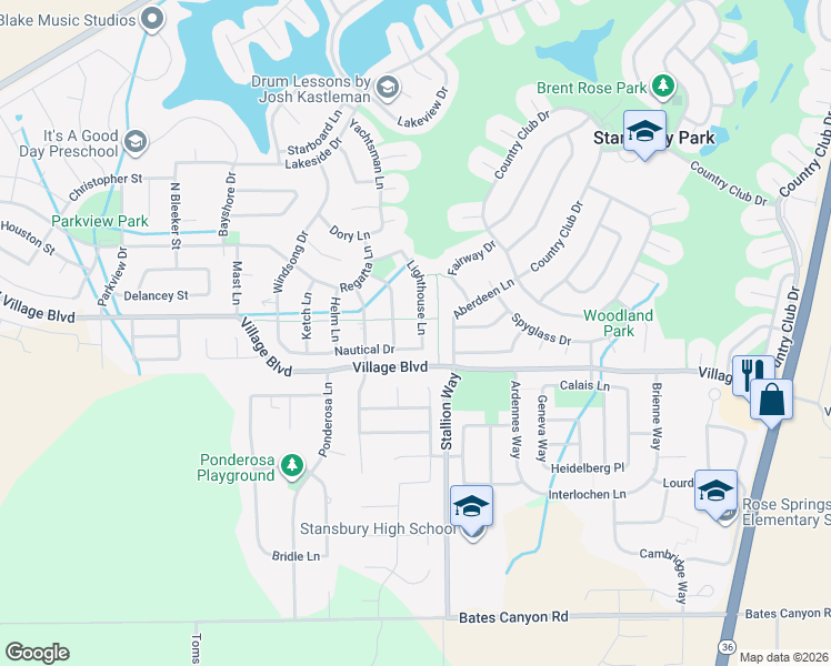 map of restaurants, bars, coffee shops, grocery stores, and more near 5657 Lighthouse Lane in Stansbury Park