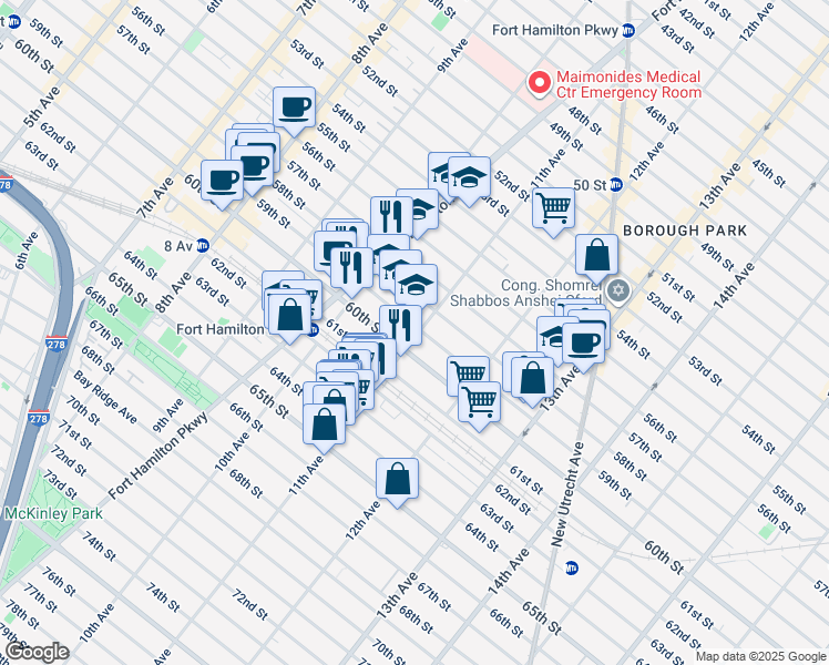 map of restaurants, bars, coffee shops, grocery stores, and more near 5902 11th Avenue in Brooklyn