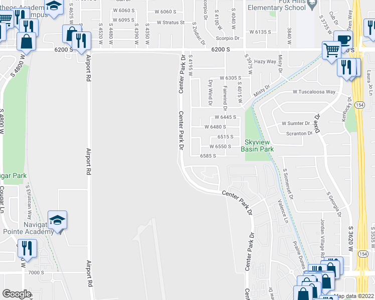 map of restaurants, bars, coffee shops, grocery stores, and more near 6568 South 4195 West in West Jordan