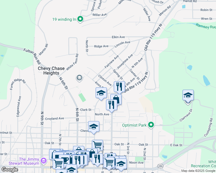 map of restaurants, bars, coffee shops, grocery stores, and more near 518 North 5th Avenue in Indiana
