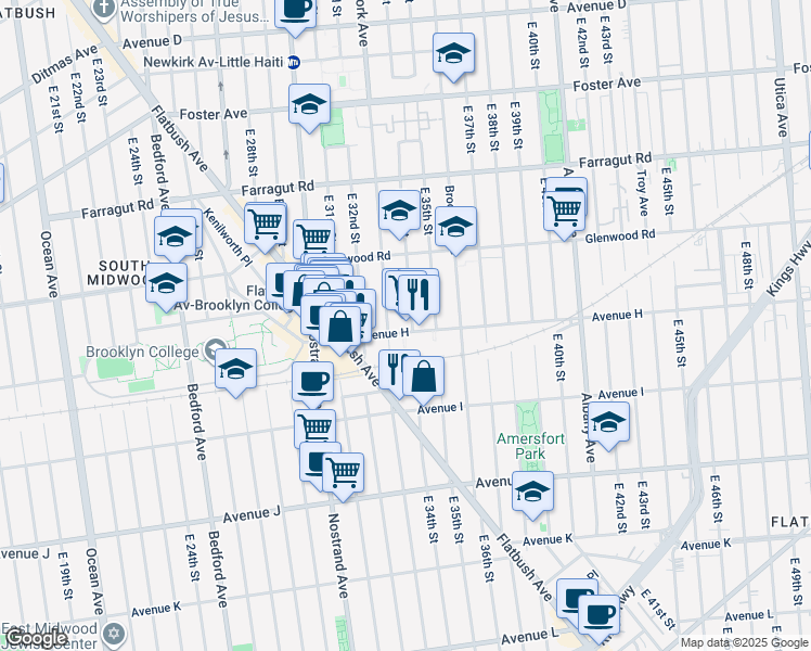 map of restaurants, bars, coffee shops, grocery stores, and more near in Brooklyn