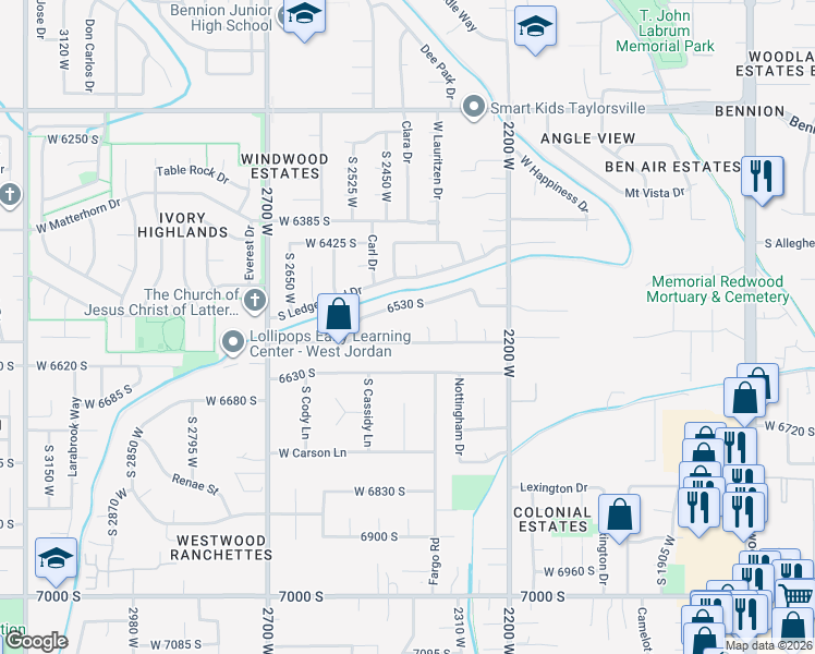 map of restaurants, bars, coffee shops, grocery stores, and more near in Taylorsville
