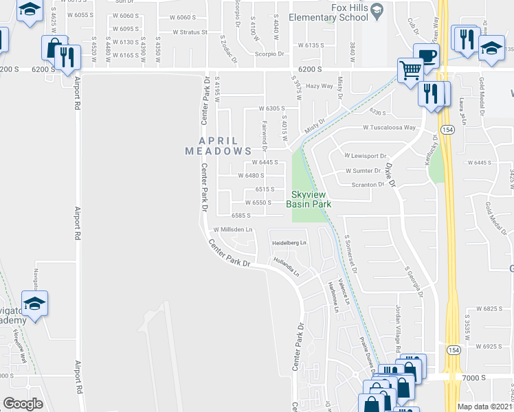 map of restaurants, bars, coffee shops, grocery stores, and more near 4091 West 6550 South in West Jordan
