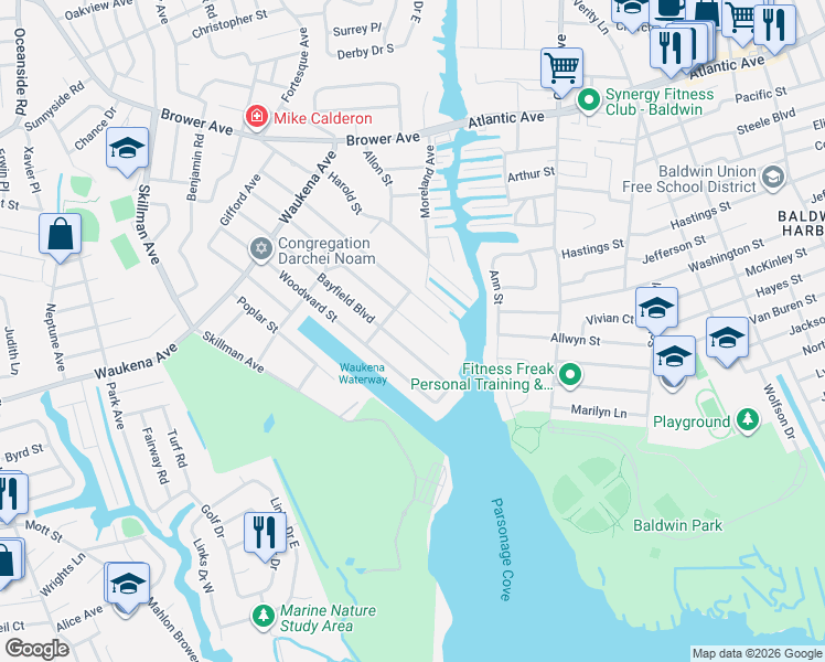 map of restaurants, bars, coffee shops, grocery stores, and more near 3496 Knight Street in Oceanside