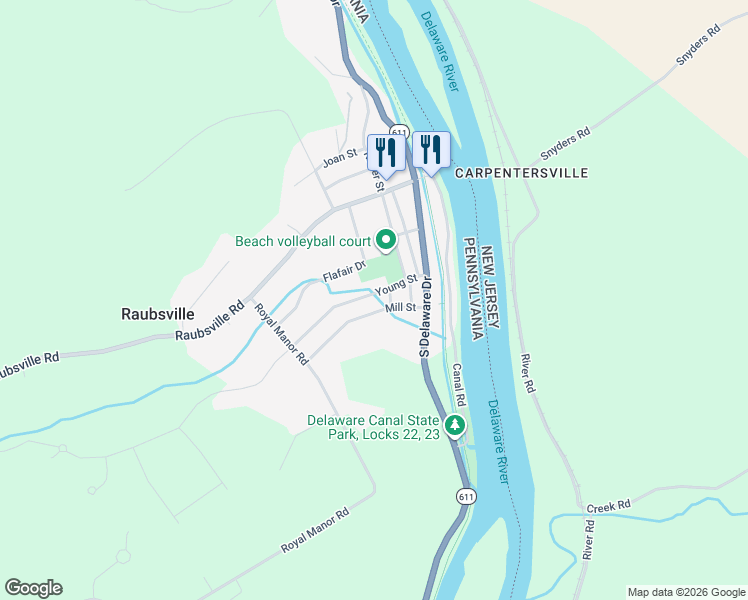 map of restaurants, bars, coffee shops, grocery stores, and more near 70 Young Street in Easton