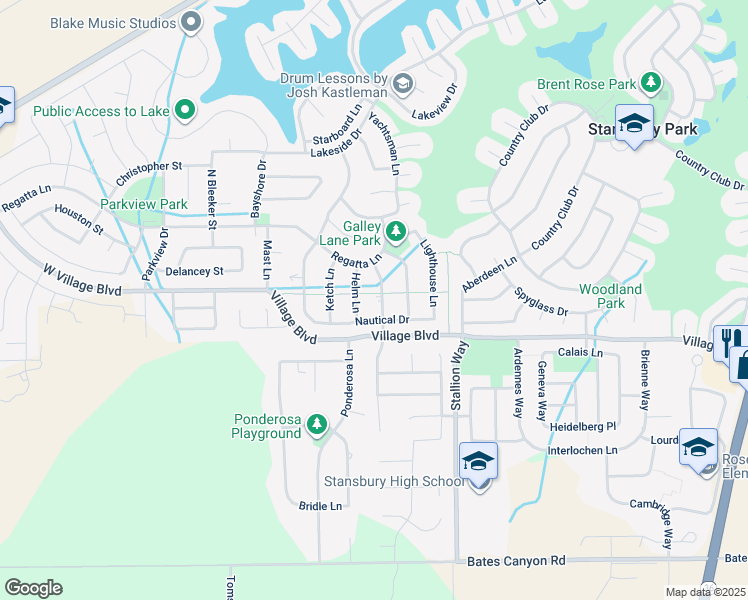 map of restaurants, bars, coffee shops, grocery stores, and more near 5675 Lanyard Lane in Stansbury Park