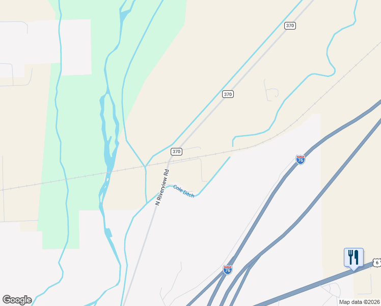 map of restaurants, bars, coffee shops, grocery stores, and more near 13338 County Road 370 in Sterling