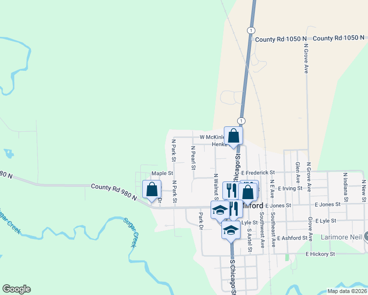 map of restaurants, bars, coffee shops, grocery stores, and more near 124 1/2 North Pearl Street in Milford