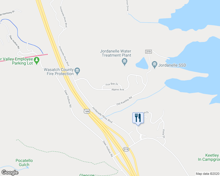 map of restaurants, bars, coffee shops, grocery stores, and more near 1771 Fox Bay Drive in Heber City