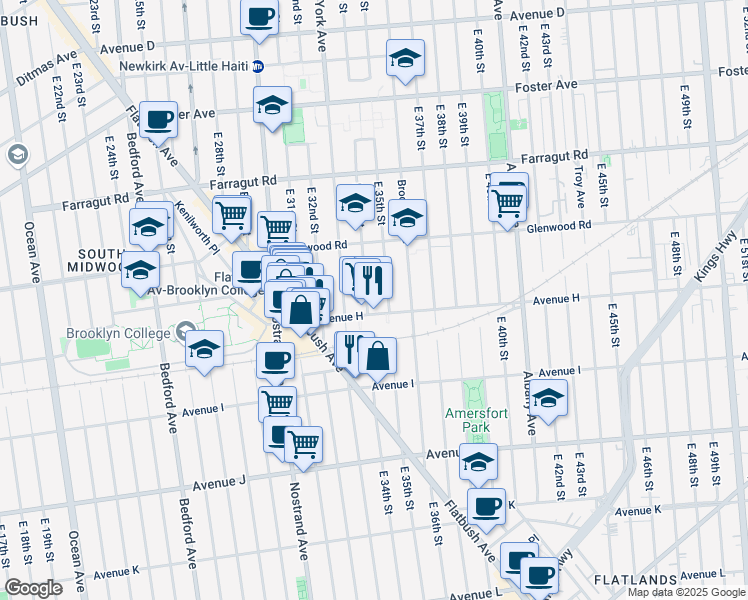 map of restaurants, bars, coffee shops, grocery stores, and more near in Brooklyn