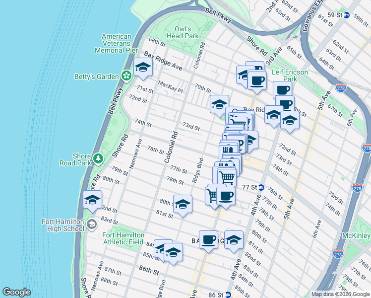 map of restaurants, bars, coffee shops, grocery stores, and more near in Brooklyn