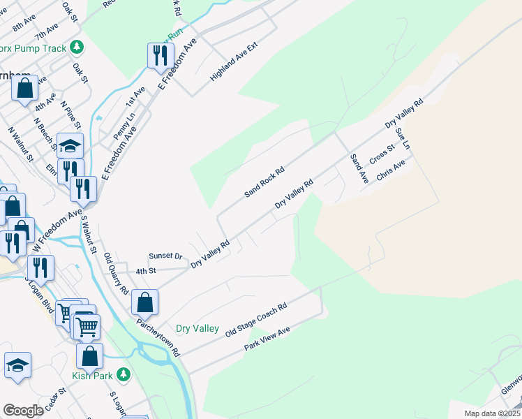 map of restaurants, bars, coffee shops, grocery stores, and more near 481 Dry Valley Road in Lewistown