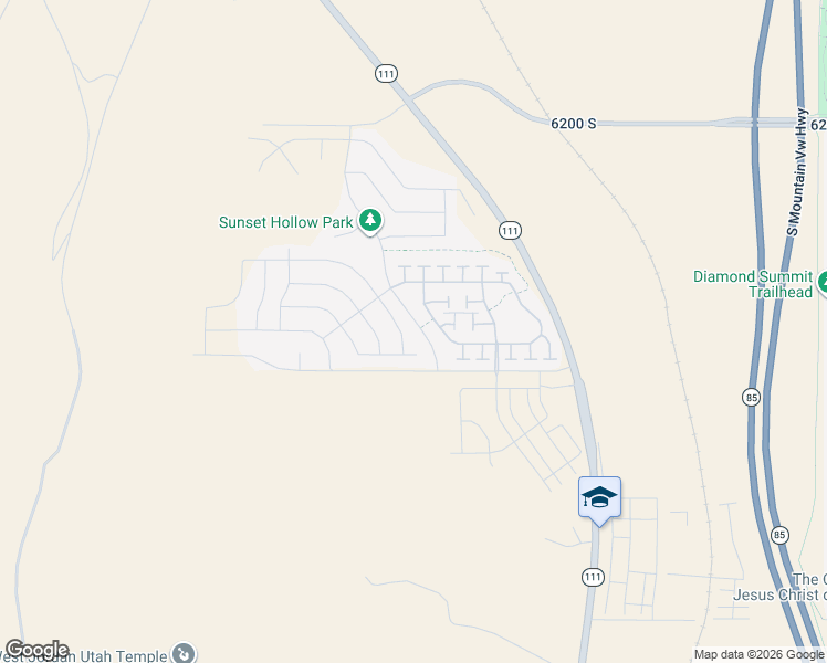 map of restaurants, bars, coffee shops, grocery stores, and more near 7232 West Luminous Way in West Jordan