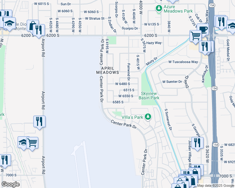 map of restaurants, bars, coffee shops, grocery stores, and more near 6569 South 4165 West in West Jordan