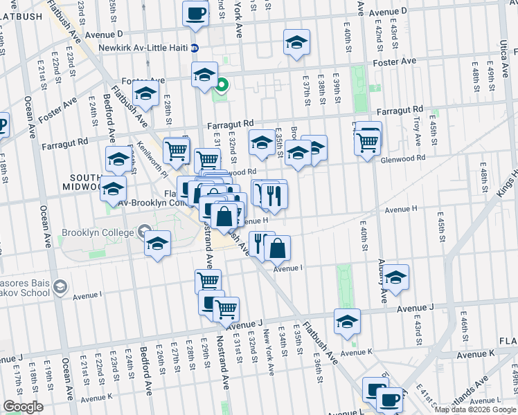map of restaurants, bars, coffee shops, grocery stores, and more near in Brooklyn