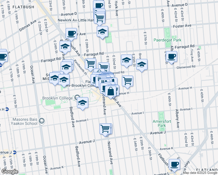 map of restaurants, bars, coffee shops, grocery stores, and more near in Brooklyn