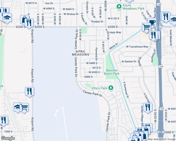map of restaurants, bars, coffee shops, grocery stores, and more near 6569 South 4165 West in West Jordan