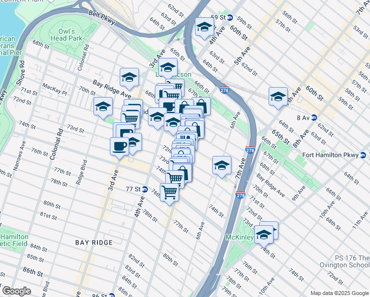 map of restaurants, bars, coffee shops, grocery stores, and more near 479 72nd Street in Brooklyn