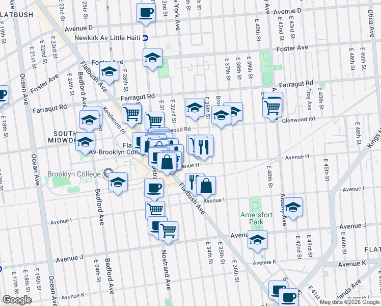 map of restaurants, bars, coffee shops, grocery stores, and more near in Brooklyn