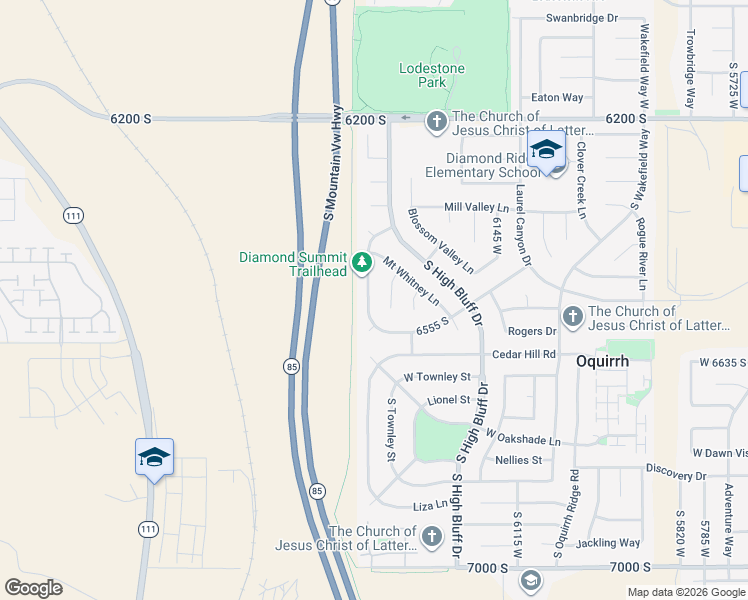 map of restaurants, bars, coffee shops, grocery stores, and more near 6521 Mount Adams Drive in West Valley City