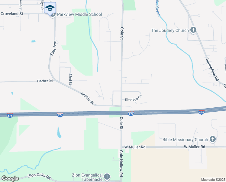 map of restaurants, bars, coffee shops, grocery stores, and more near 505 Elizabeth Street in East Peoria