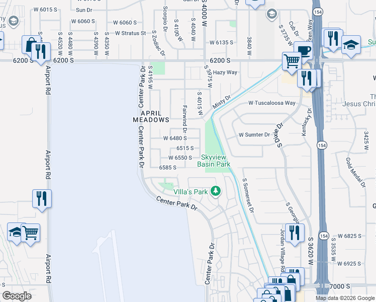 map of restaurants, bars, coffee shops, grocery stores, and more near 4091 West 6550 South in West Jordan