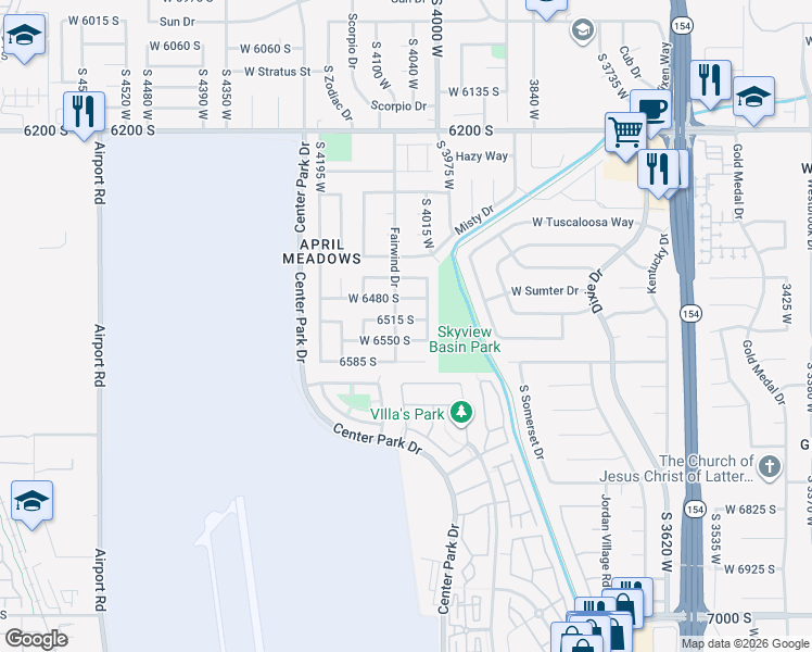 map of restaurants, bars, coffee shops, grocery stores, and more near 4051 6515 South in West Jordan