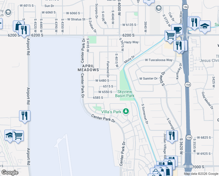 map of restaurants, bars, coffee shops, grocery stores, and more near 4091 West 6550 South in West Jordan