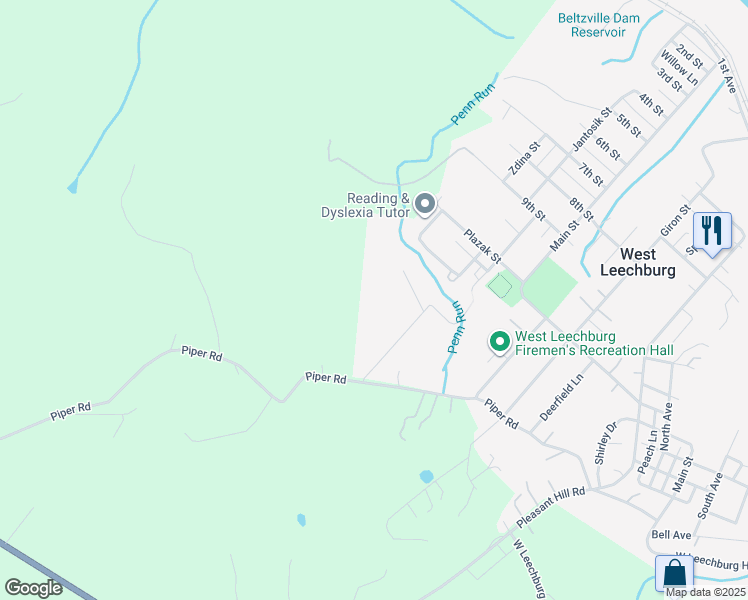 map of restaurants, bars, coffee shops, grocery stores, and more near in West Leechburg