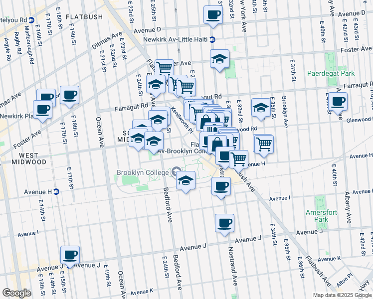 map of restaurants, bars, coffee shops, grocery stores, and more near 98 Kenilworth Place in Brooklyn