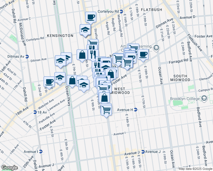 map of restaurants, bars, coffee shops, grocery stores, and more near in Brooklyn