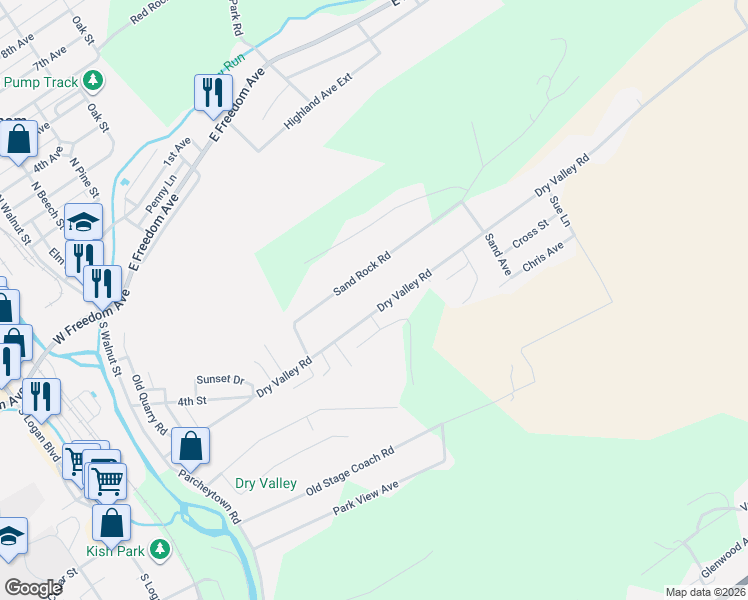map of restaurants, bars, coffee shops, grocery stores, and more near 2-198 Sand Rock Road in Lewistown
