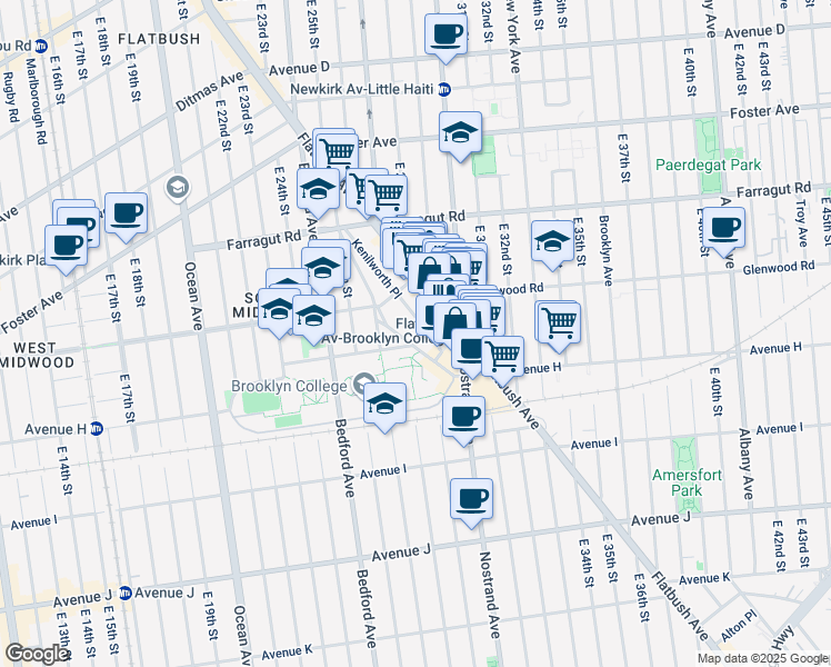 map of restaurants, bars, coffee shops, grocery stores, and more near 98 Kenilworth Place in Brooklyn