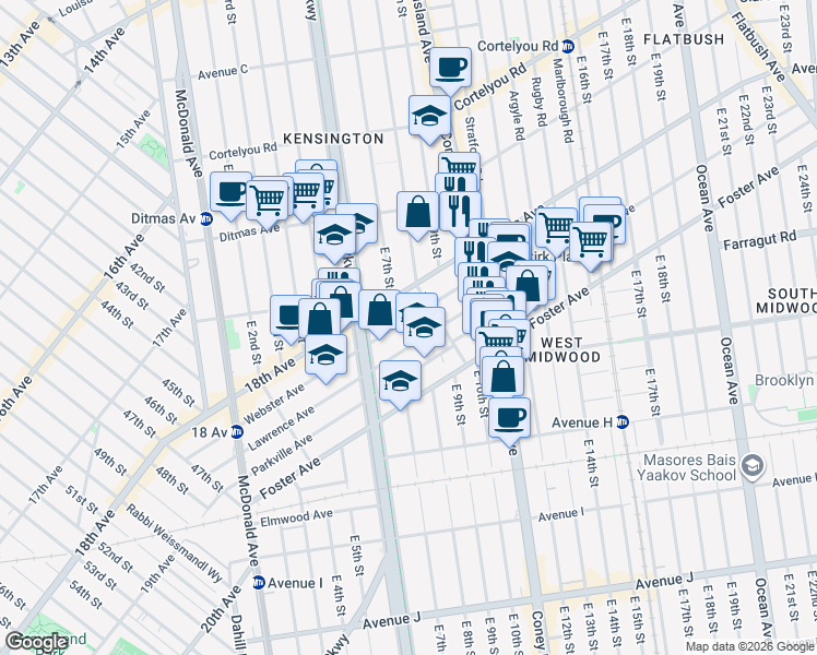 map of restaurants, bars, coffee shops, grocery stores, and more near 323 Webster Avenue in Brooklyn