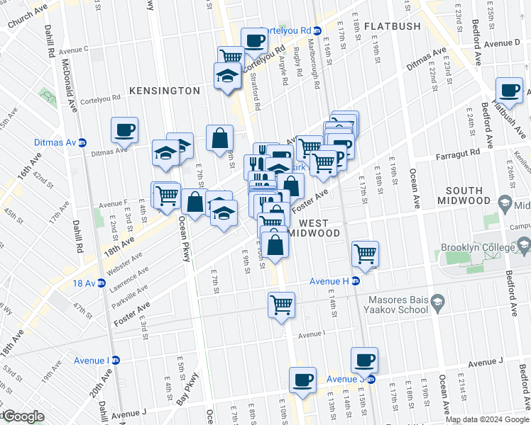 map of restaurants, bars, coffee shops, grocery stores, and more near in Brooklyn
