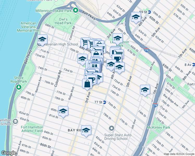 map of restaurants, bars, coffee shops, grocery stores, and more near in Brooklyn