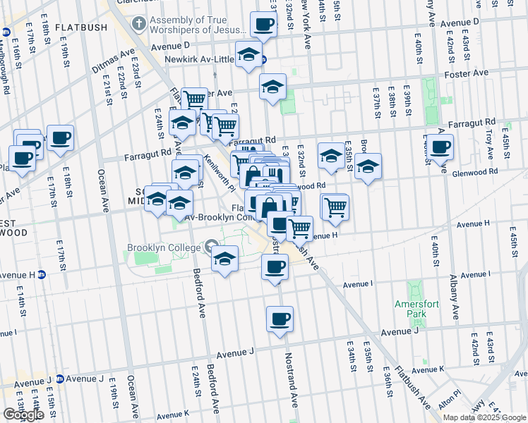 map of restaurants, bars, coffee shops, grocery stores, and more near in Brooklyn