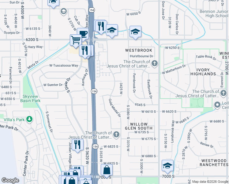 map of restaurants, bars, coffee shops, grocery stores, and more near 6483 Gold Medal Drive in Taylorsville