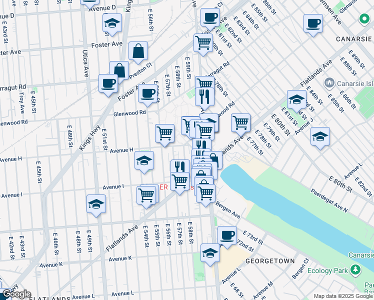 map of restaurants, bars, coffee shops, grocery stores, and more near in Brooklyn