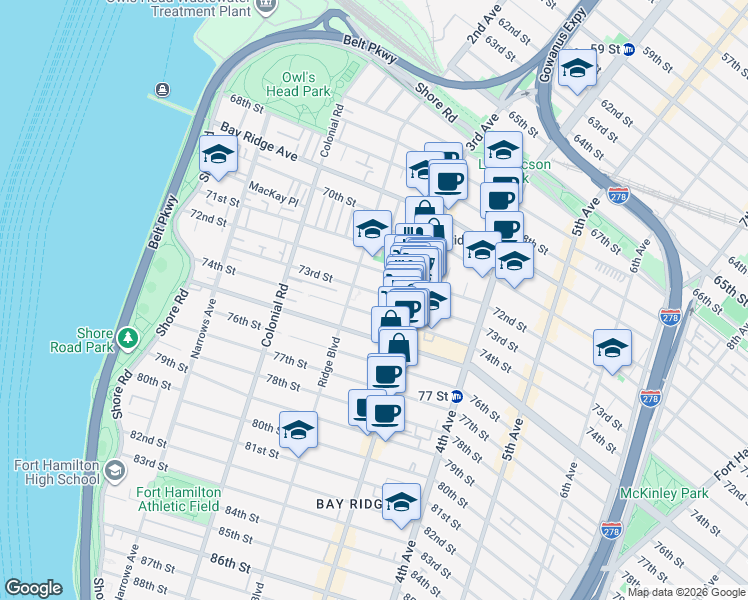 map of restaurants, bars, coffee shops, grocery stores, and more near in Brooklyn