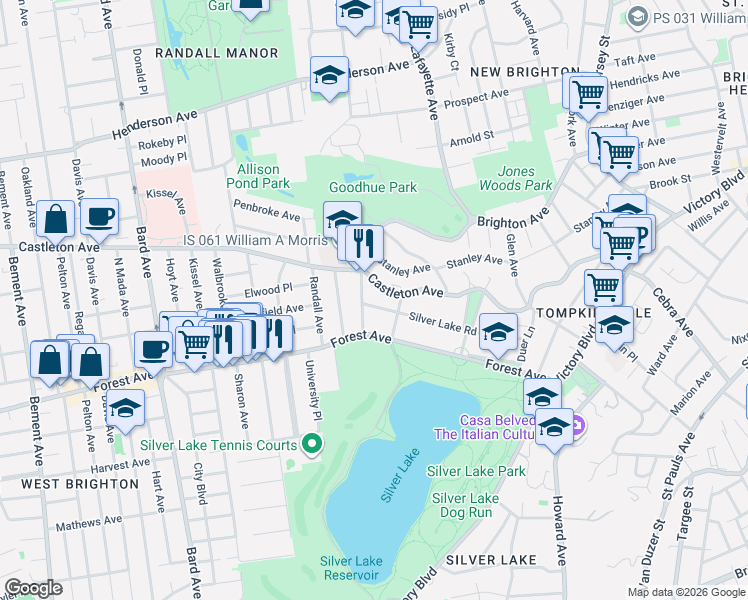 map of restaurants, bars, coffee shops, grocery stores, and more near 763 Brighton Avenue in Staten Island
