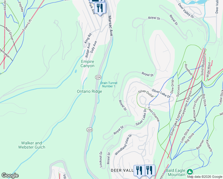 map of restaurants, bars, coffee shops, grocery stores, and more near 4867 Legacy Way in Park City