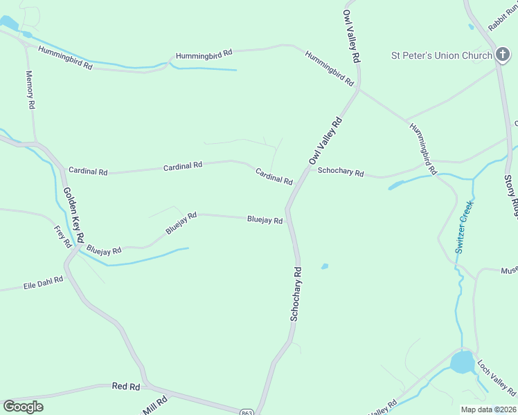 map of restaurants, bars, coffee shops, grocery stores, and more near 8813 Bluejay Road in Kempton