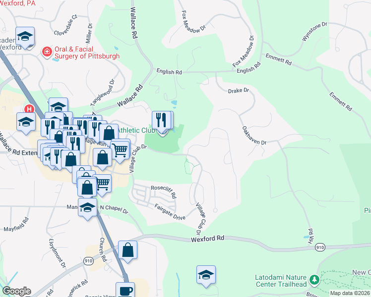 map of restaurants, bars, coffee shops, grocery stores, and more near 205 Eddie Lewis Drive in Wexford