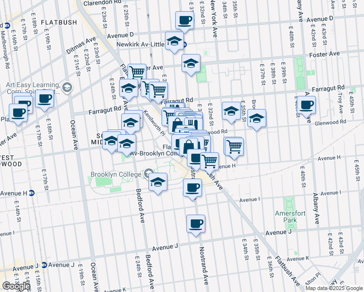 map of restaurants, bars, coffee shops, grocery stores, and more near in Brooklyn